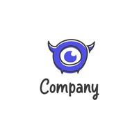 cyclops one eye creature cartoon logo vector