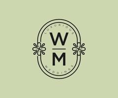 WM Initials letter Wedding monogram logos template, hand drawn modern minimalistic and floral templates for Invitation cards, Save the Date, elegant identity. vector
