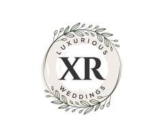 XR Initials letter Wedding monogram logos template, hand drawn modern minimalistic and floral templates for Invitation cards, Save the Date, elegant identity. vector
