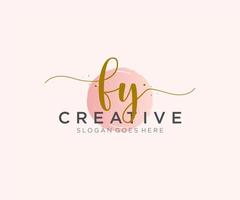 initial FY Feminine logo beauty monogram and elegant logo design, handwriting logo of initial signature, wedding, fashion, floral and botanical with creative template. vector