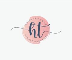 Initial HT feminine logo. Usable for Nature, Salon, Spa, Cosmetic and Beauty Logos. Flat Vector Logo Design Template Element.