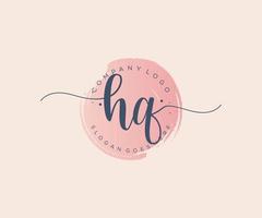 Initial HQ feminine logo. Usable for Nature, Salon, Spa, Cosmetic and Beauty Logos. Flat Vector Logo Design Template Element.