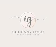 Initial IG feminine logo. Usable for Nature, Salon, Spa, Cosmetic and Beauty Logos. Flat Vector Logo Design Template Element.