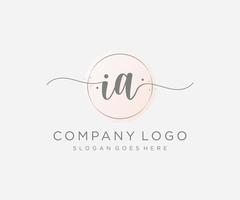 Initial IA feminine logo. Usable for Nature, Salon, Spa, Cosmetic and Beauty Logos. Flat Vector Logo Design Template Element.