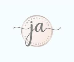 logo femenino ja inicial. utilizable para logotipos de naturaleza, salón, spa, cosmética y belleza. elemento de plantilla de diseño de logotipo de vector plano.