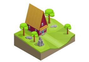 wooden house with trees around vector