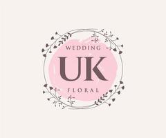 UK Initials letter Wedding monogram logos template, hand drawn modern minimalistic and floral templates for Invitation cards, Save the Date, elegant identity. vector