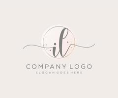 Initial IL feminine logo. Usable for Nature, Salon, Spa, Cosmetic and Beauty Logos. Flat Vector Logo Design Template Element.