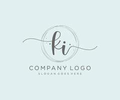 Initial KI feminine logo. Usable for Nature, Salon, Spa, Cosmetic and Beauty Logos. Flat Vector Logo Design Template Element.
