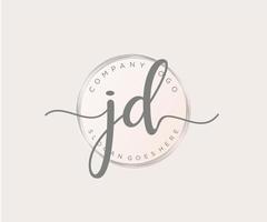 Initial JD feminine logo. Usable for Nature, Salon, Spa, Cosmetic and Beauty Logos. Flat Vector Logo Design Template Element.