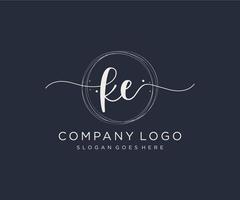 Initial KE feminine logo. Usable for Nature, Salon, Spa, Cosmetic and Beauty Logos. Flat Vector Logo Design Template Element.