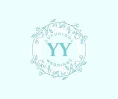 YY letter Wedding monogram logos template, hand drawn modern minimalistic and floral templates for Invitation cards, Save the Date, elegant identity. vector