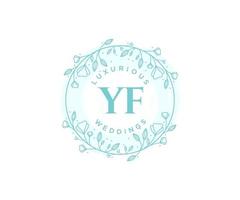 YF Initials letter Wedding monogram logos template, hand drawn modern minimalistic and floral templates for Invitation cards, Save the Date, elegant identity. vector