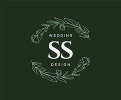 colección de logotipos de monograma de boda con letras iniciales ss, plantillas florales y minimalistas modernas dibujadas a mano para tarjetas de invitación, guardar la fecha, identidad elegante para restaurante, boutique, café en vector