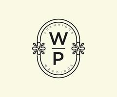 WP Initials letter Wedding monogram logos template, hand drawn modern minimalistic and floral templates for Invitation cards, Save the Date, elegant identity. vector