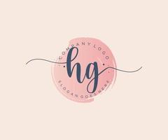 Initial HG feminine logo. Usable for Nature, Salon, Spa, Cosmetic and Beauty Logos. Flat Vector Logo Design Template Element.