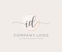 Initial ID feminine logo. Usable for Nature, Salon, Spa, Cosmetic and Beauty Logos. Flat Vector Logo Design Template Element.