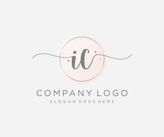 logotipo femenino ic inicial. utilizable para logotipos de naturaleza, salón, spa, cosmética y belleza. elemento de plantilla de diseño de logotipo de vector plano.