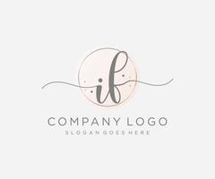 Initial IF feminine logo. Usable for Nature, Salon, Spa, Cosmetic and Beauty Logos. Flat Vector Logo Design Template Element.