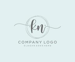 Initial KN feminine logo. Usable for Nature, Salon, Spa, Cosmetic and Beauty Logos. Flat Vector Logo Design Template Element.