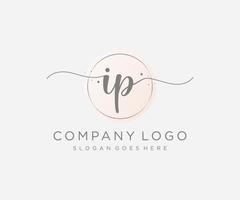 Initial IP feminine logo. Usable for Nature, Salon, Spa, Cosmetic and Beauty Logos. Flat Vector Logo Design Template Element.