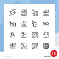 16 User Interface Outline Pack of modern Signs and Symbols of design sustainable tablet factory doodle Editable Vector Design Elements