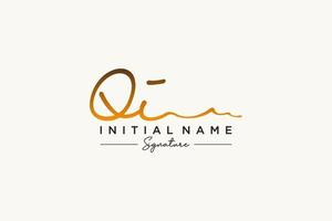 Initial QI signature logo template vector. Hand drawn Calligraphy lettering Vector illustration.