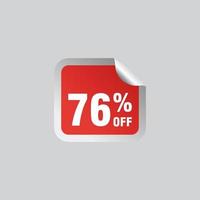 76 discount, Sales Vector badges for Labels, , Stickers, Banners, Tags, Web Stickers, New offer. Discount origami sign banner.