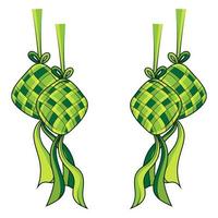 vector de ketupat tradicional dibujado a mano