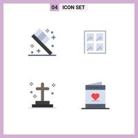 Pack of 4 Modern Flat Icons Signs and Symbols for Web Print Media such as toothbrush grave window dead love Editable Vector Design Elements