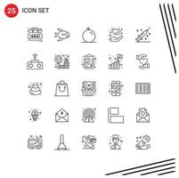 Pictogram Set of 25 Simple Lines of medical heart sea hand protect Editable Vector Design Elements