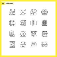 Set of 16 Vector Outlines on Grid for badge smart pieces safety locked Editable Vector Design Elements