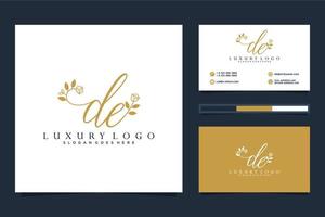 Initial DE Feminine logo collections and business card templat Premium Vector