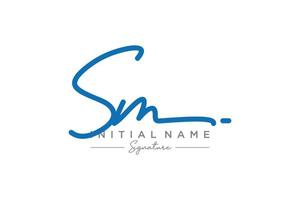 Initial SM signature logo template vector. Hand drawn Calligraphy lettering Vector illustration.