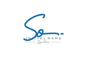 Initial SO signature logo template vector. Hand drawn Calligraphy lettering Vector illustration.