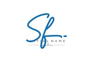 Initial SF signature logo template vector. Hand drawn Calligraphy lettering Vector illustration.