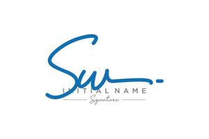 Initial SW signature logo template vector. Hand drawn Calligraphy lettering Vector illustration.