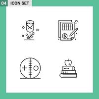 4 User Interface Line Pack of modern Signs and Symbols of flower costume wedding document halloween Editable Vector Design Elements