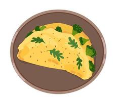 Omelet with broccoli. Scrambler illustration for menu, flyer, booklet, poster. vector