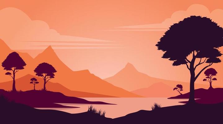 forest scenery background, natural mountains and lakes