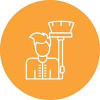 Man Holding Mop Line Circle Background Icon vector