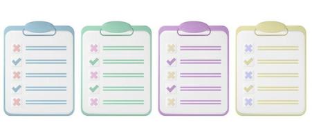 Colorful 3d notepad with survey illustration. Vector illustration for checklist or feedback questionnaire report. Mark the right choice in application