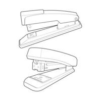 Set of stapler in line art vector style, isolated on white background. stapler in line art vector style for coloring book.