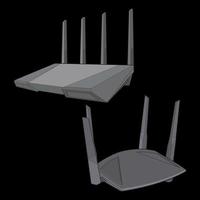 Set of router vector art. Vector Art isolated on black background for coloring book.