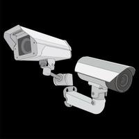 Set of cctv in coloring vector style, isolated on black background. Cctv in coloring vector style for coloring book.