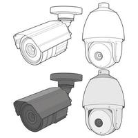 Set of cctv in coloring vector style, isolated on white background. Cctv in coloring vector style for coloring book.