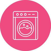 Laundry Machine Line Circle Background Icon vector