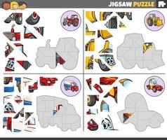 jigsaw puzzle task with cartoon vehicle character vector