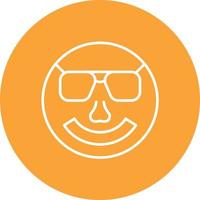 Smiling Face with Sunglasses Line Circle Background Icon vector