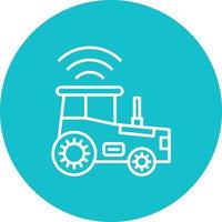 Smart Tractor Line Circle Background Icon vector